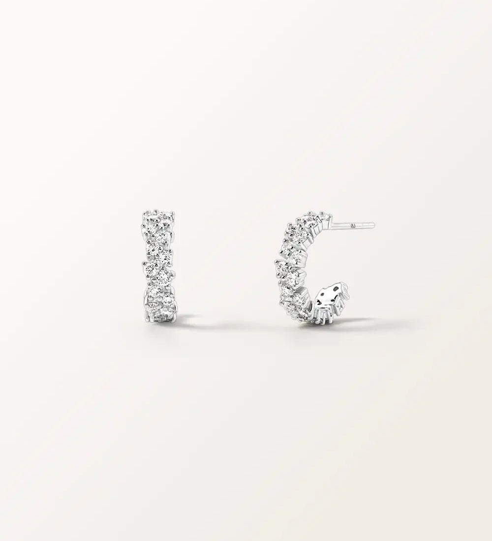 Boucles d'oreilles Rivière 0.72 carat en or blanc et diamant de synthèse