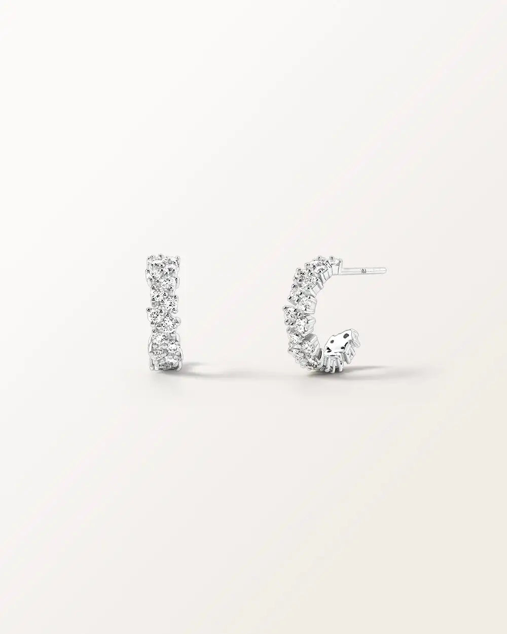 Boucles d'oreilles Rivière 0.72 carat en or blanc et diamant de synthèse