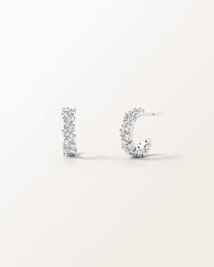 Boucles d'oreilles Rivière 0.72 carat en or blanc et diamant de synthèse