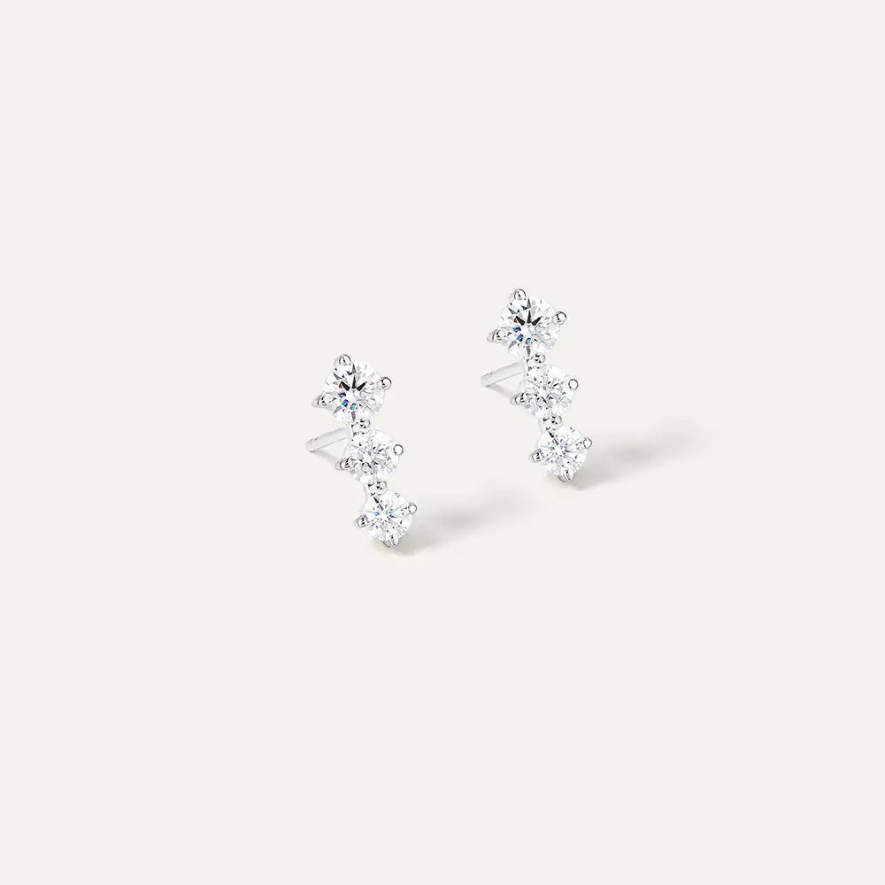 Boucles d'oreilles Trois en Or Blanc