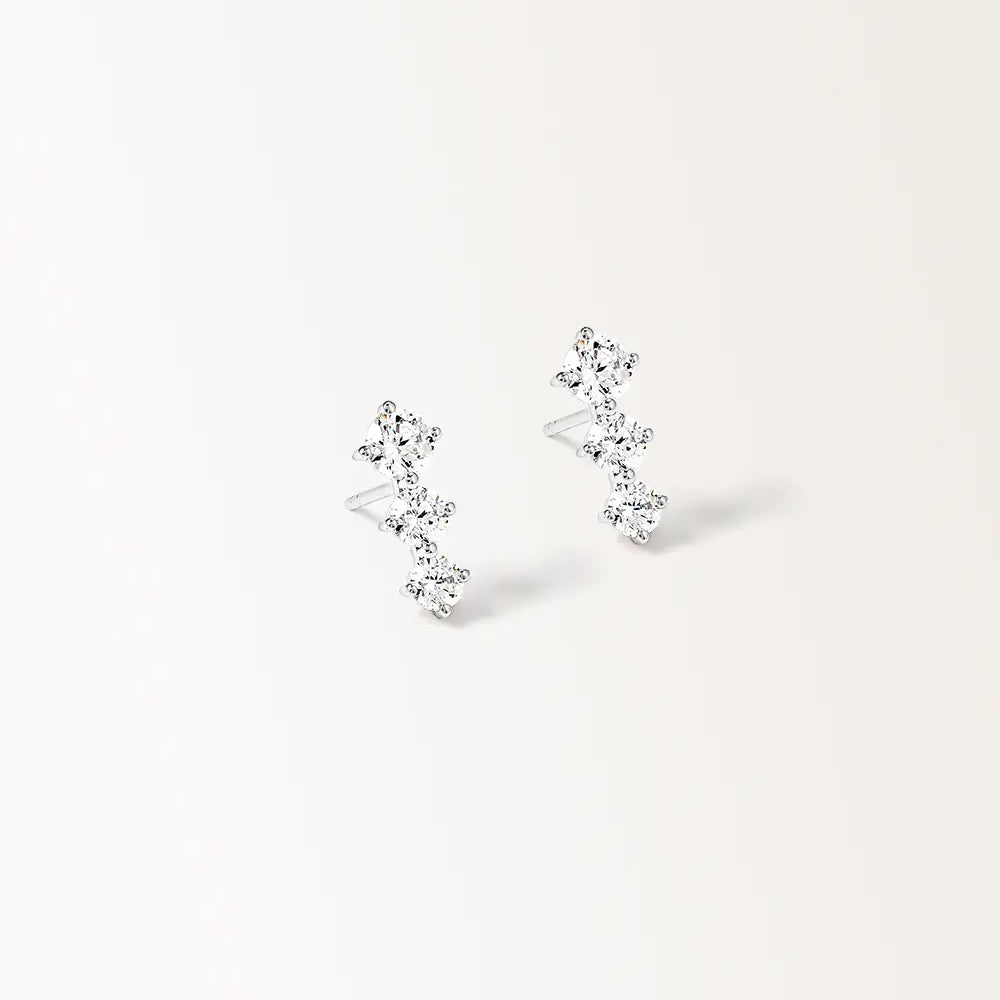 Boucles d'oreilles Trois en Or Blanc