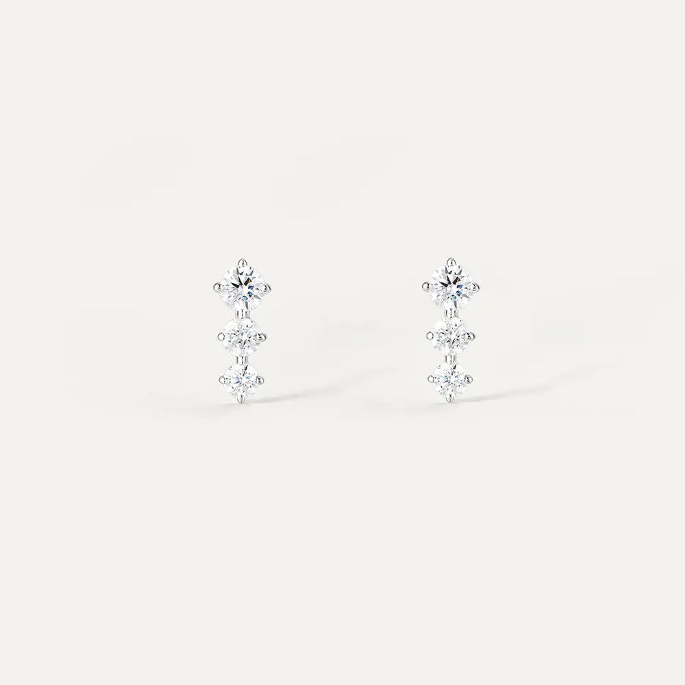 Boucles d'oreilles Trois en Or Blanc