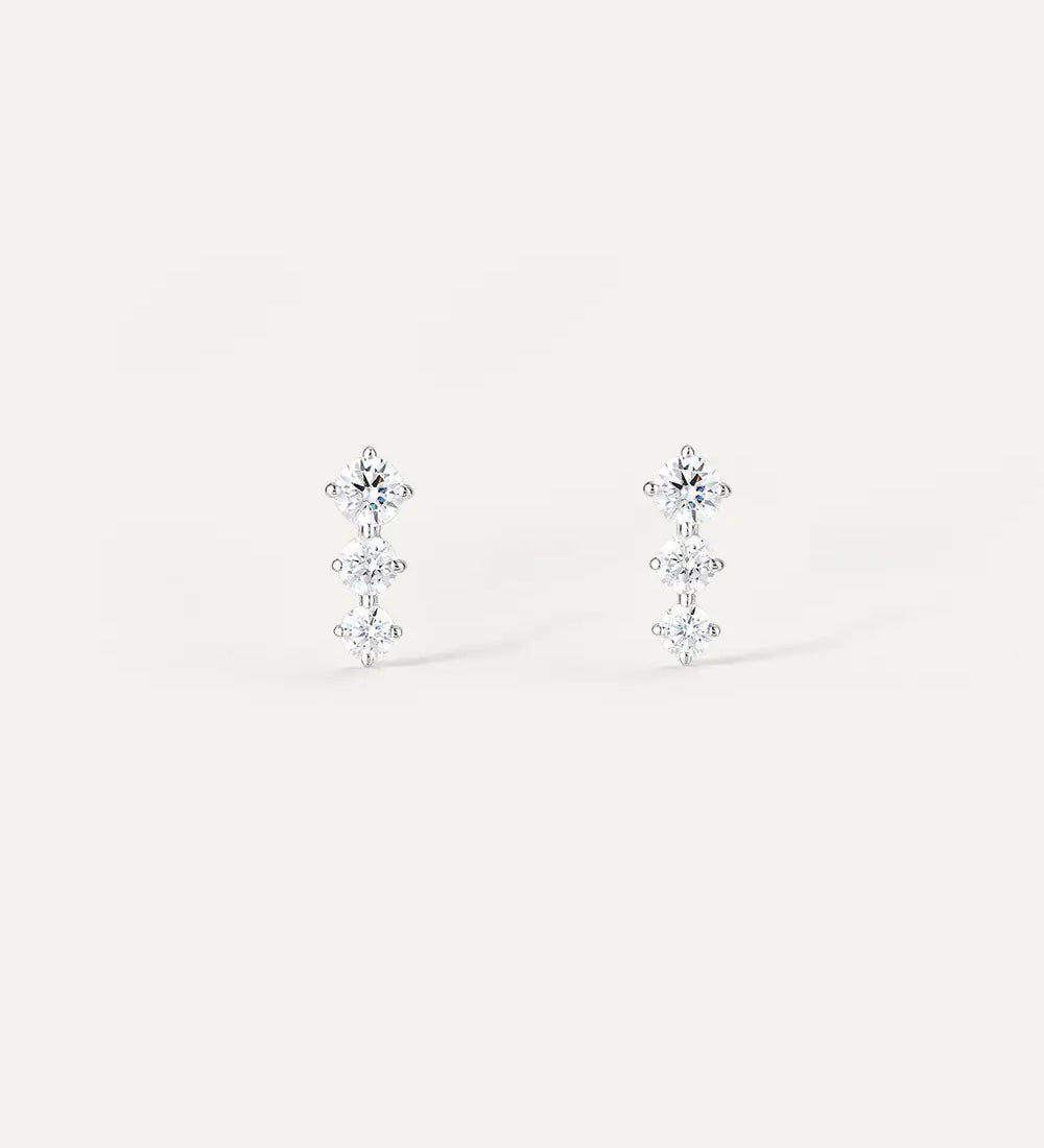 Boucles d'oreilles Trois en Or Blanc