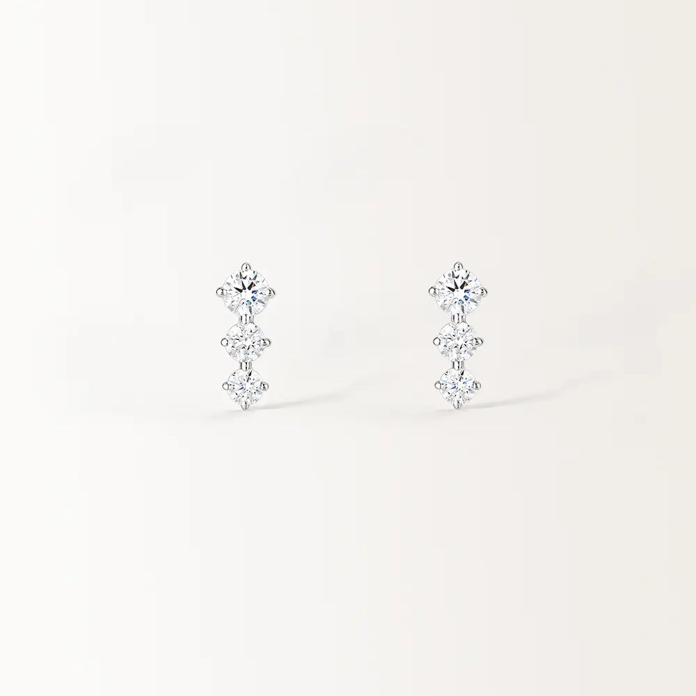 Boucles d'oreilles Trois en Or Blanc