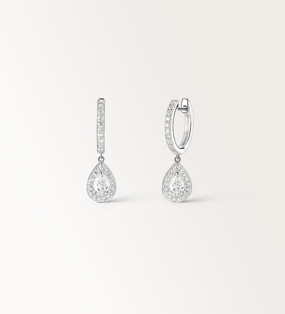 Boucles d'oreilles Laura 0.74 carat Or Blanc et diamant de synthèse