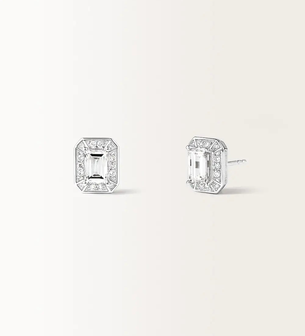 Boucles d'oreilles Oriane 1.564 carats en Or Blanc et diamant de synthèse