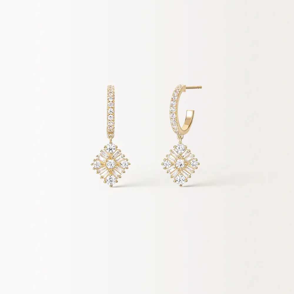 Boucles d'oreilles Miroir Pendantes, détail du losange suspendu