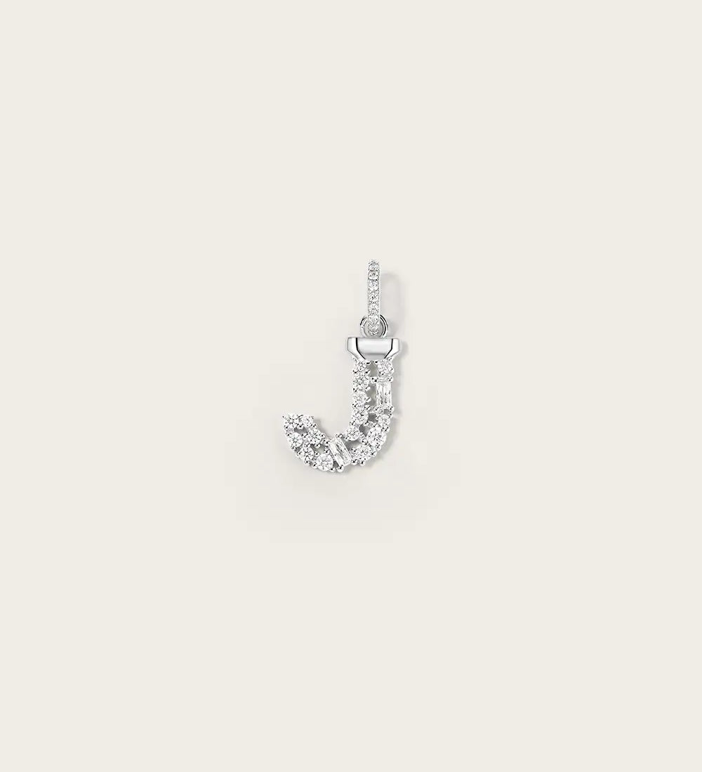Lettre J en Or Blanc