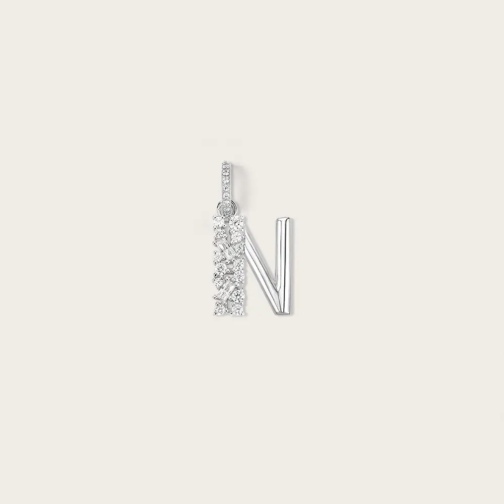 Lettre N en Or Blanc