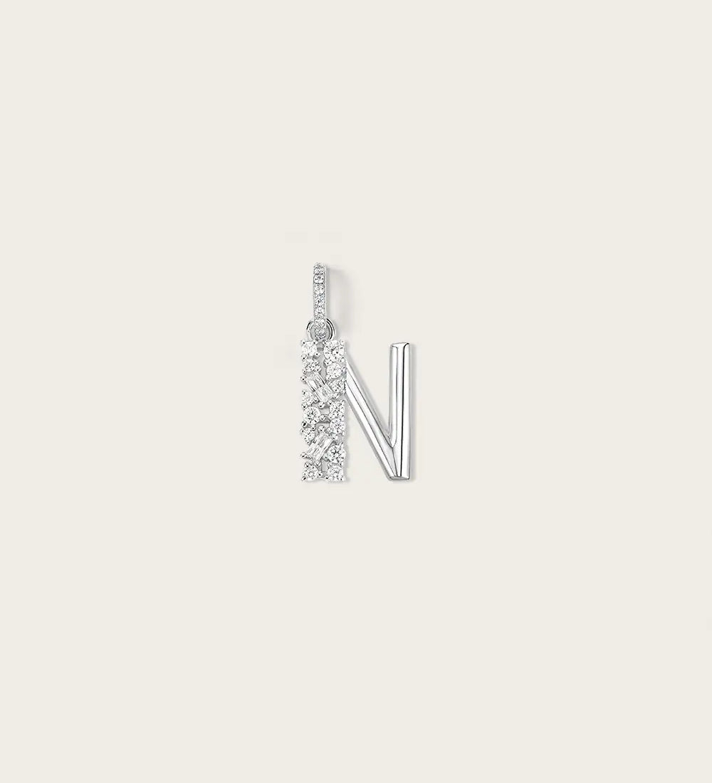 Lettre N en Or Blanc