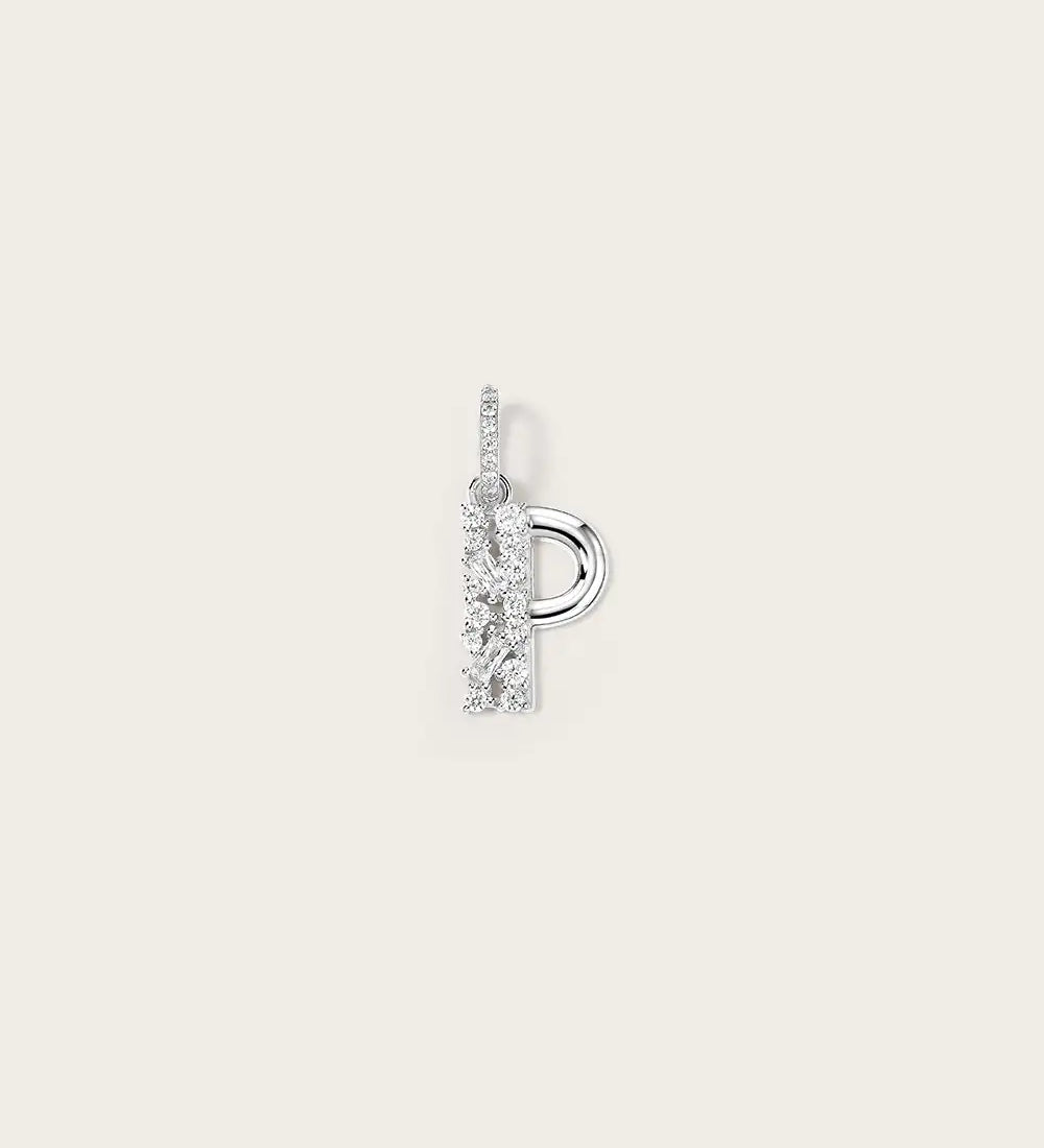 Lettre P en Or Blanc