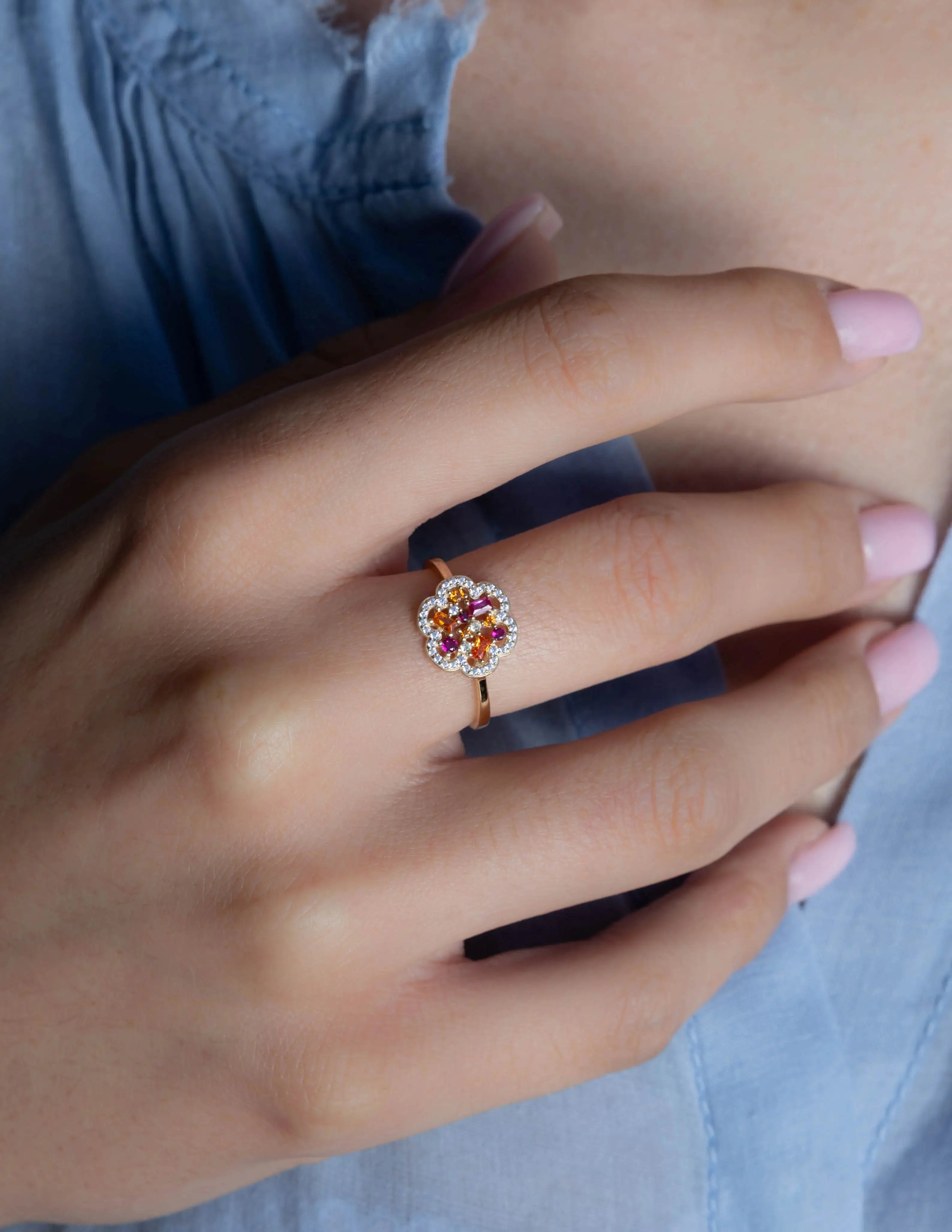 Bague Baby Flora Rosée en or jaune 