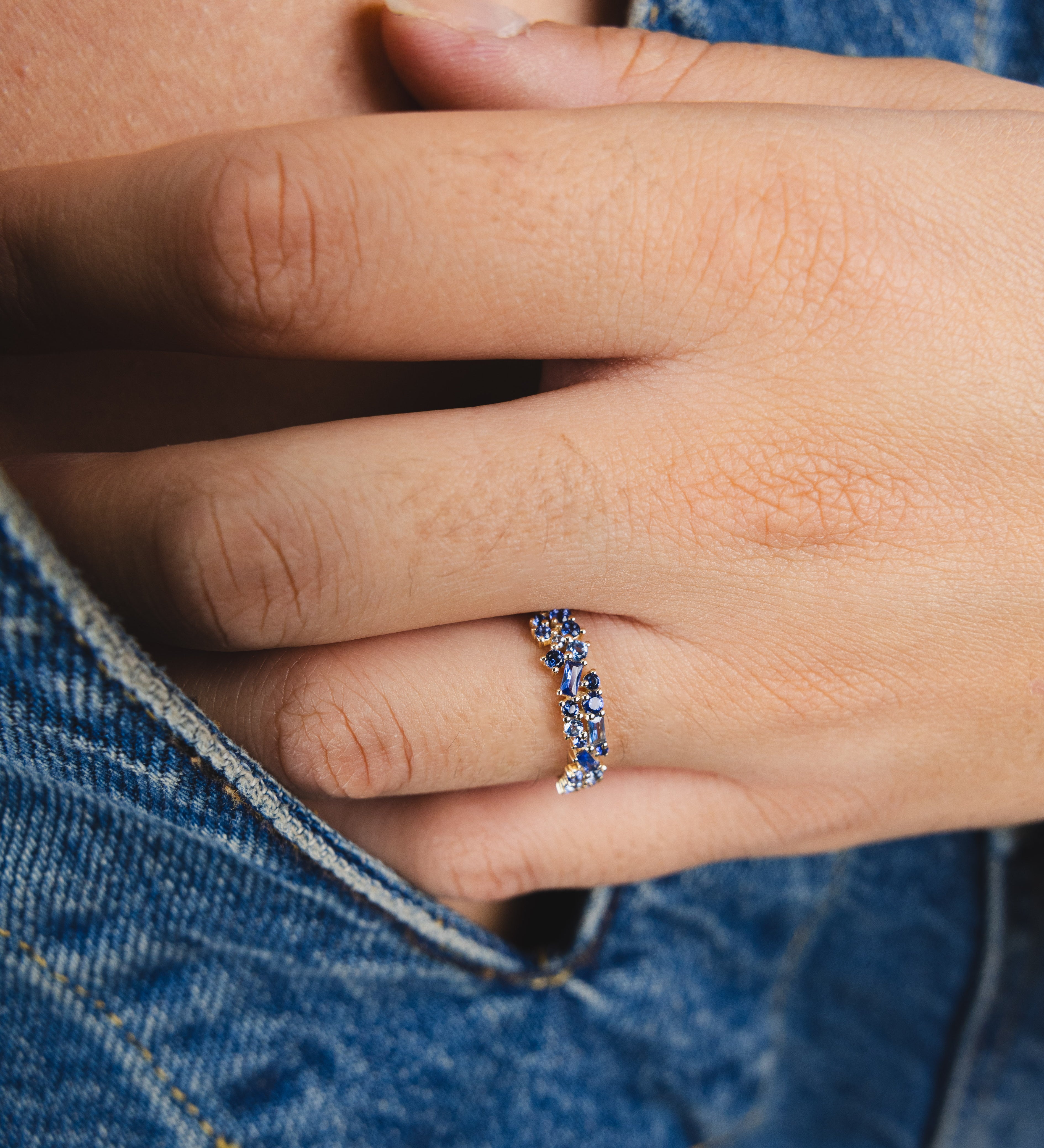 Bague Ophélie Bleue en or jaune 