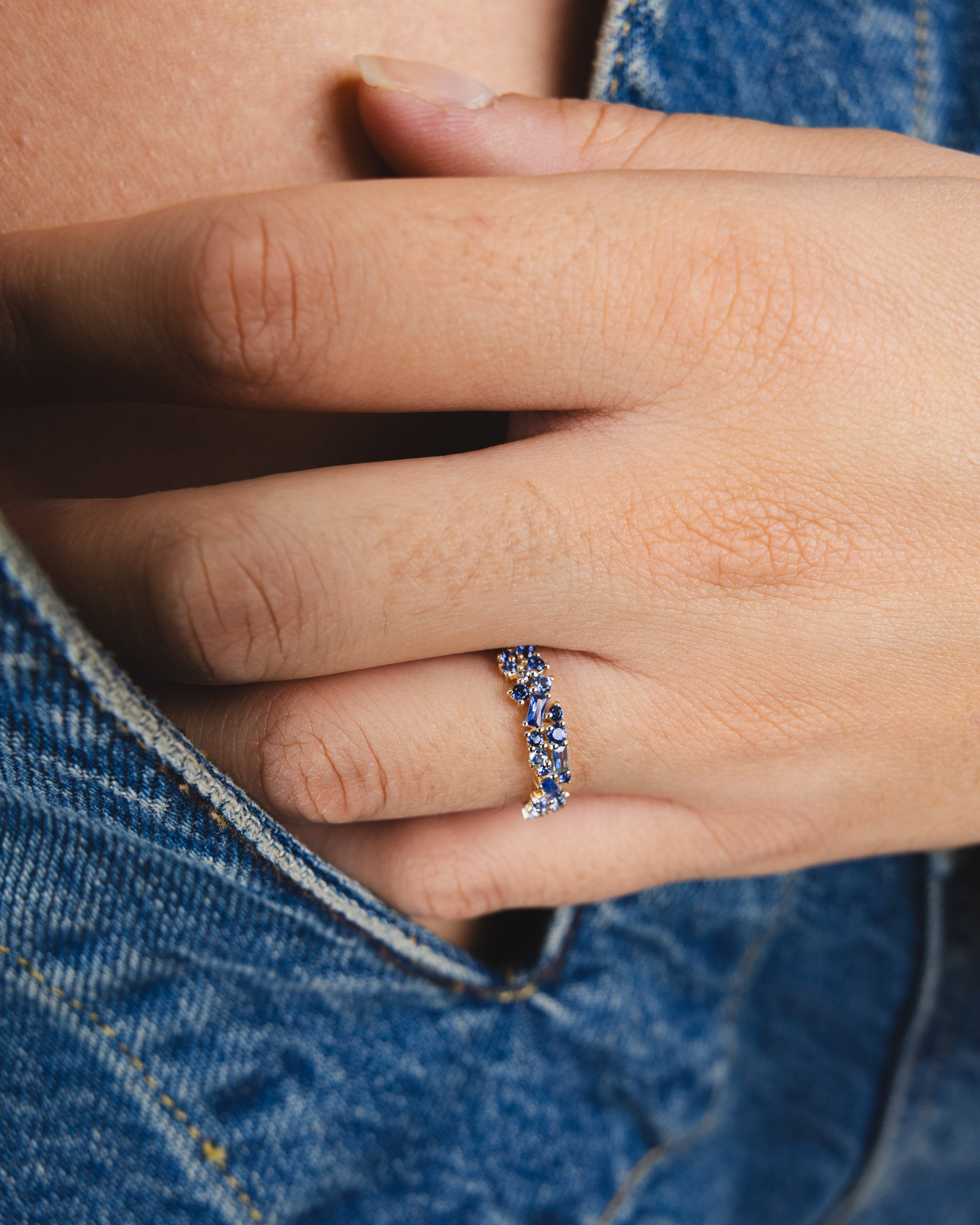 Bague Ophélie Bleue en or jaune 