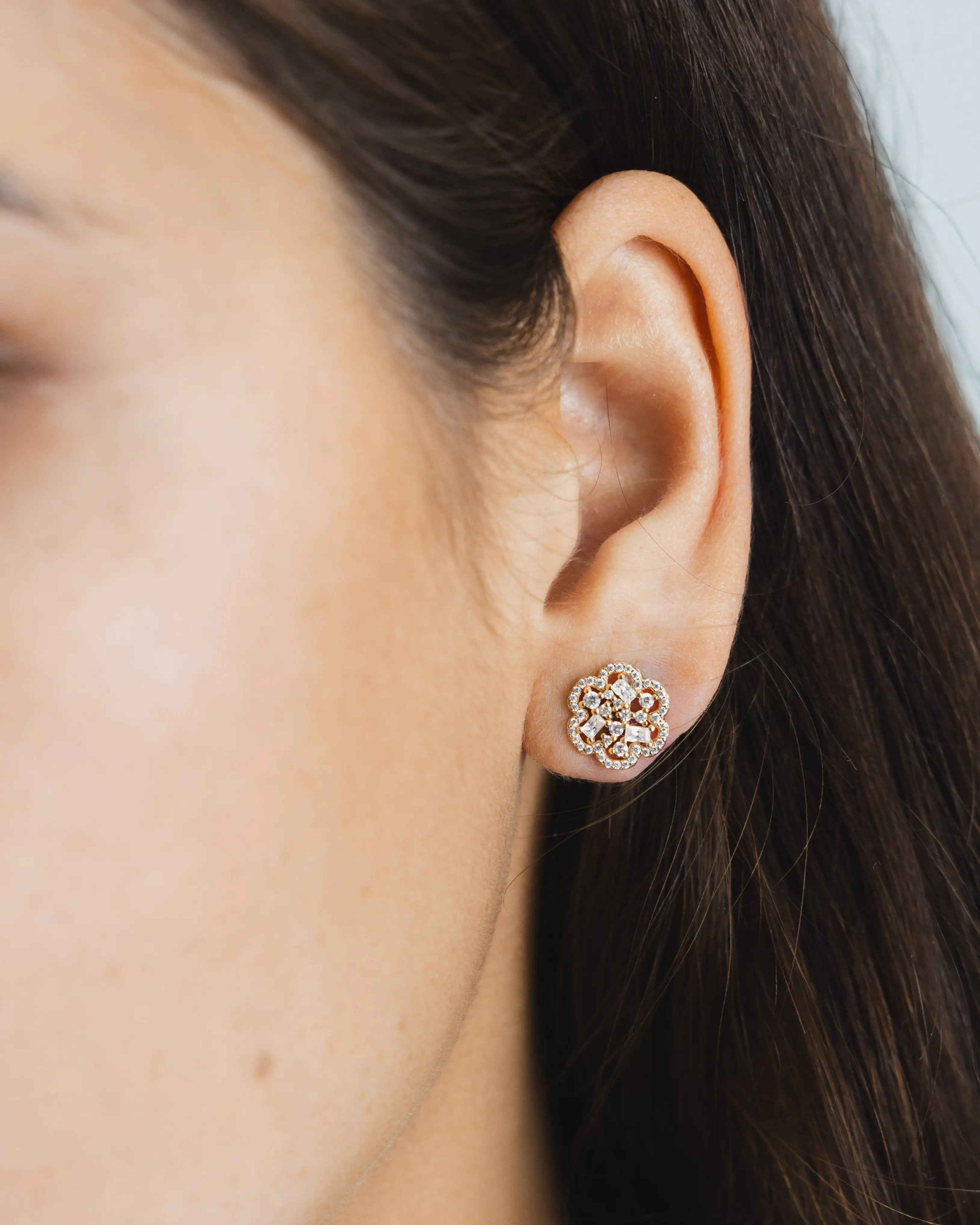 Boucles d'oreilles Flora en or jaune 